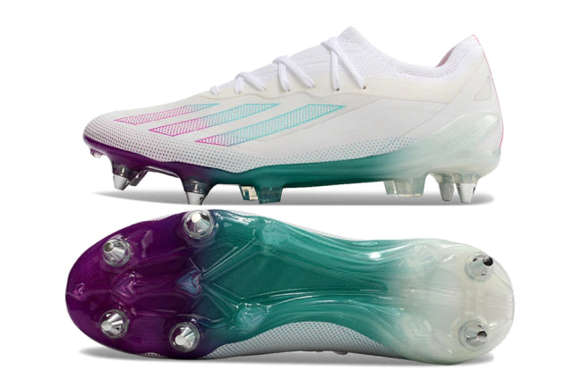 Chuteira Adidas X CrazyFast.1 SG - Branco/Azul/Rosa