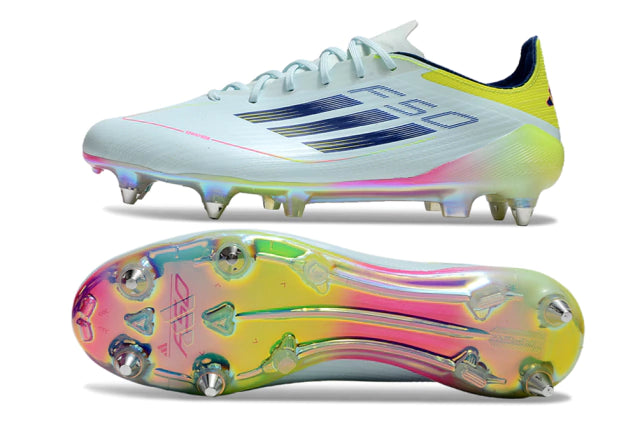 Chuteira Adidas F50 X Campo SG - Azul/Verde/Rosa