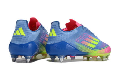 Chuteira Adidas F50 X Campo SG - Azul/Verde/Rosa
