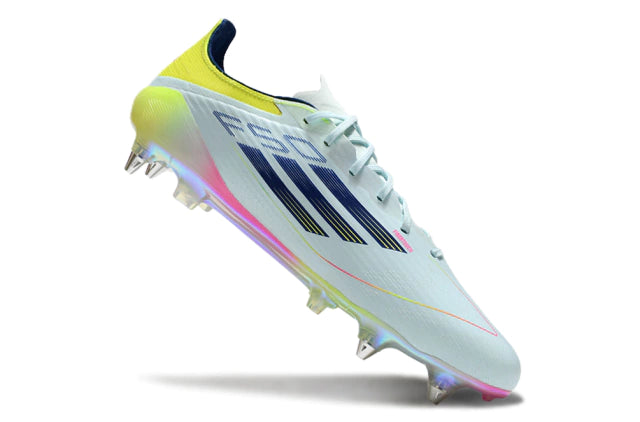 Chuteira Adidas F50 X Campo SG - Azul/Verde/Rosa