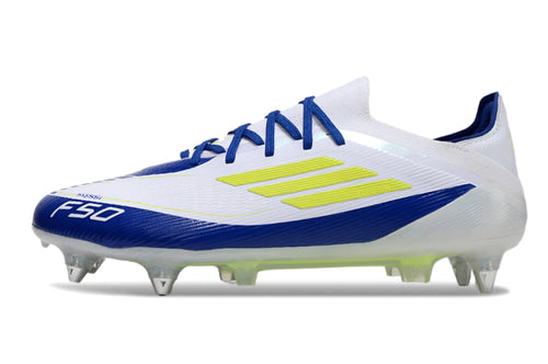 Chuteira Adidas F50 X Campo SG - Branco/Azul/Verde