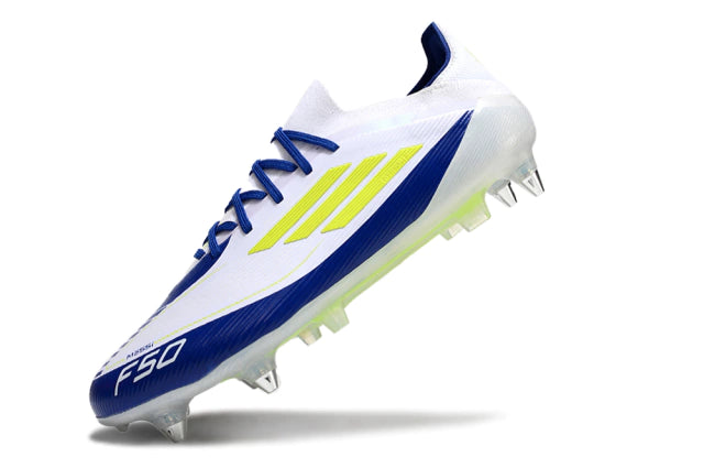 Chuteira Adidas F50 X Campo SG - Branco/Azul/Verde
