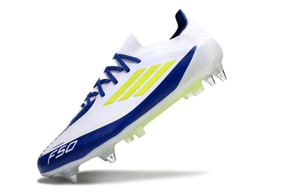 Chuteira Adidas F50 X Campo SG - Branco/Azul/Verde