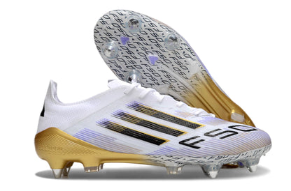 Chuteira Adidas F50 X Campo SG - Branco/Dourado/Preto