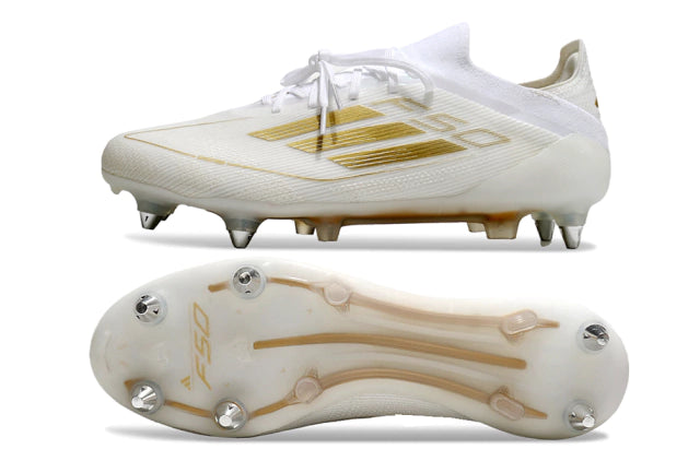 Chuteira Adidas F50 X Campo SG - Branco/Dourado