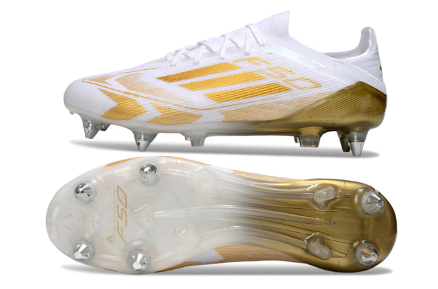 Chuteira Adidas F50 X Campo SG - Branco/Dourado