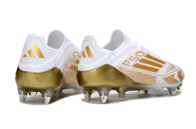 Chuteira Adidas F50 X Campo SG - Branco/Dourado