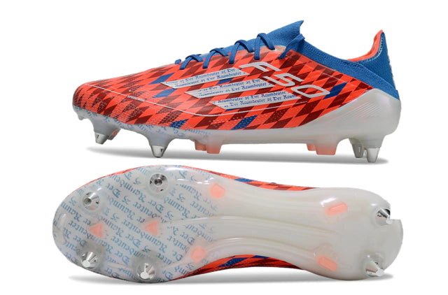 Chuteira Adidas F50 X Campo SG - Branco/Vermelho/Azul