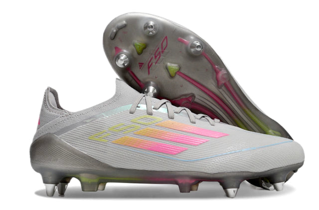 Chuteira Adidas F50 X Campo SG - Cinza/Rosa