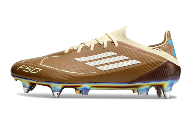 Chuteira Adidas F50 X Campo SG - Marrrom/Azul