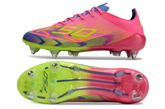 Chuteira Adidas F50 X Campo SG - Rosa/Verde/Azul