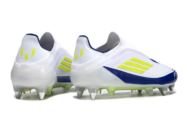 Chuteira Adidas F50 X Laceless Campo SG - Branco/Azul/Verde