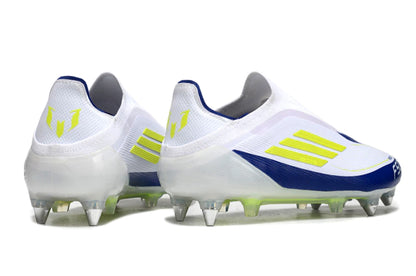 Chuteira Adidas F50 X Laceless Campo SG - Branco/Azul/Verde