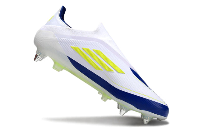 Chuteira Adidas F50 X Laceless Campo SG - Branco/Azul/Verde