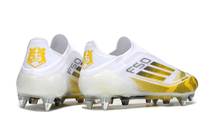 Chuteira Adidas F50 X Laceless Campo SG - Branco/Dourado