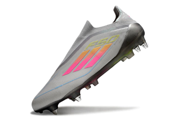 Chuteira Adidas F50 X Laceless Campo SG - Cinza/Rosa
