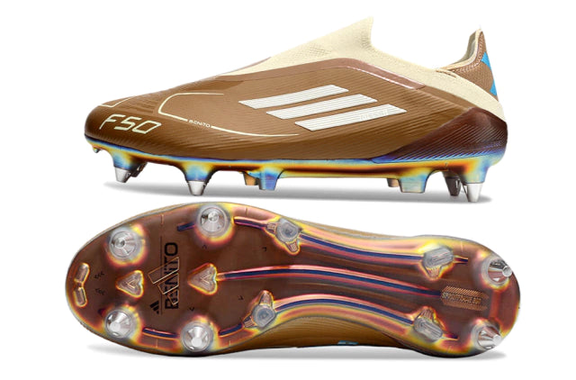 Chuteira Adidas F50 X Laceless Campo SG - Marrom/Azul
