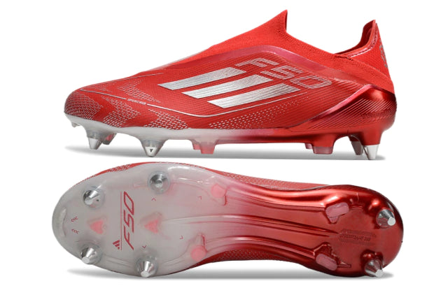 Chuteira Adidas F50 X Laceless Campo SG - Vermelho/Prata