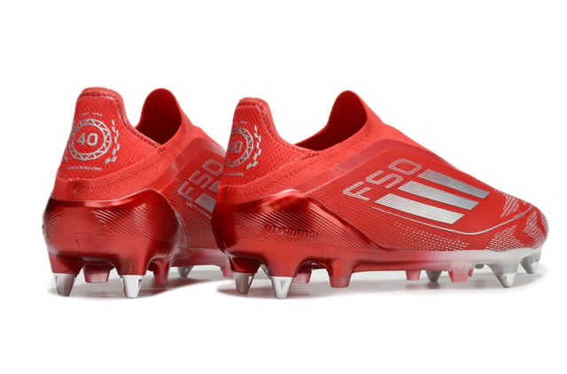 Chuteira Adidas F50 X Laceless Campo SG - Vermelho/Prata