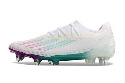 Chuteira Adidas X CrazyFast.1 SG - Branco/Azul/Rosa