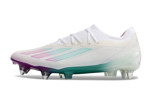 Chuteira Adidas X CrazyFast.1 SG - Branco/Azul/Rosa