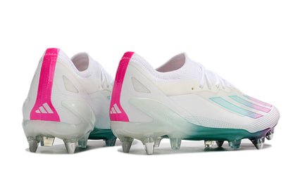 Chuteira Adidas X CrazyFast.1 SG - Branco/Azul/Rosa