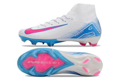 Chuteira Nike Air Zoom Mercurial Superfly 10 Elite Campo - Branco/Rosa/Azul