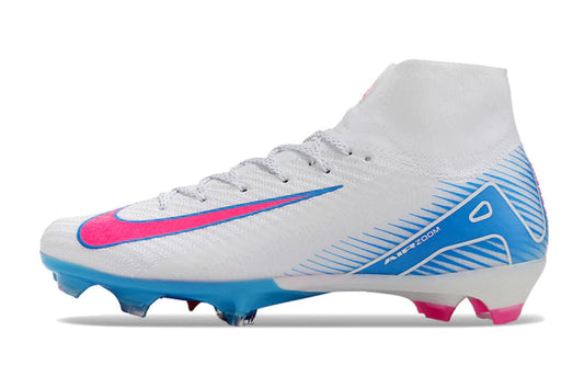 Chuteira Nike Air Zoom Mercurial Superfly 10 Elite Campo - Branco/Rosa/Azul