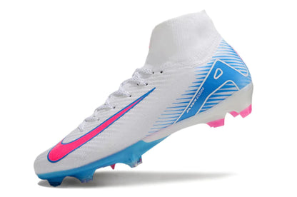 Chuteira Nike Air Zoom Mercurial Superfly 10 Elite Campo - Branco/Rosa/Azul