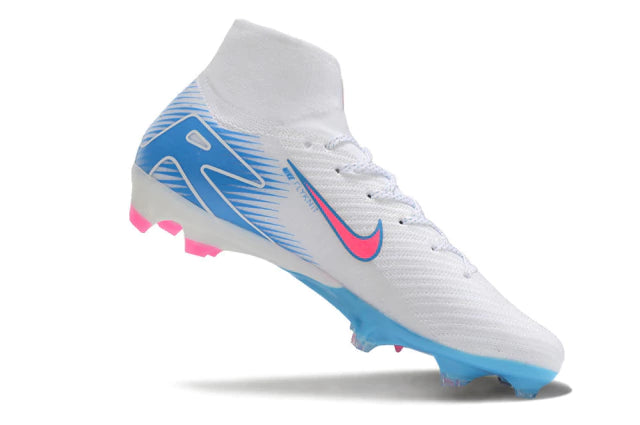 Chuteira Nike Air Zoom Mercurial Superfly 10 Elite Campo - Branco/Rosa/Azul