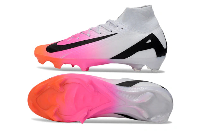Chuteira Nike Air Zoom Mercurial Superfly 10 Elite Campo - Branco/Rosa