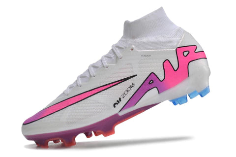 Chuteira Nike Air Zoom Mercurial Superfly 9 Elite - Branco/Roxo