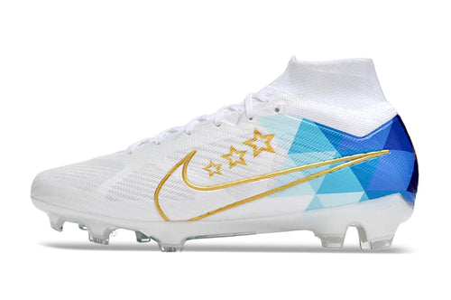 Chuteira Nike Air Zoom Mercurial Superfly 9 Elite Campo - Branco/Azul