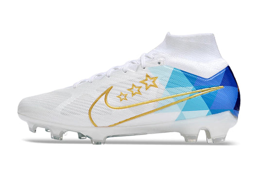 Chuteira Nike Air Zoom Mercurial Superfly 9 Elite Campo - Branco/Azul