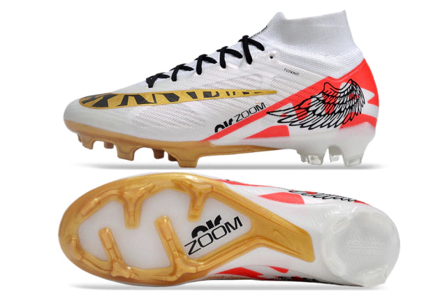 Chuteira Nike Air Zoom Mercurial Superfly 9 Elite Campo - Branco/Vermelho