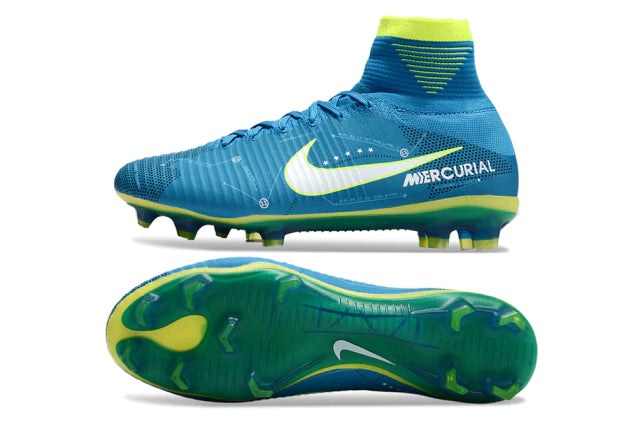 Chuteira Nike Mercurial Superfly 5 Elite Campo - Azul/Verde/Branco
