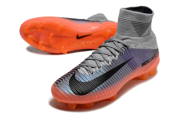 Chuteira Nike Mercurial Superfly 5 Elite Campo - Cinza/Laranja